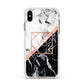 Personalised Rose Gold With Marble Initials Apple iPhone Xs Max Impact Case White Edge on Gold Phone