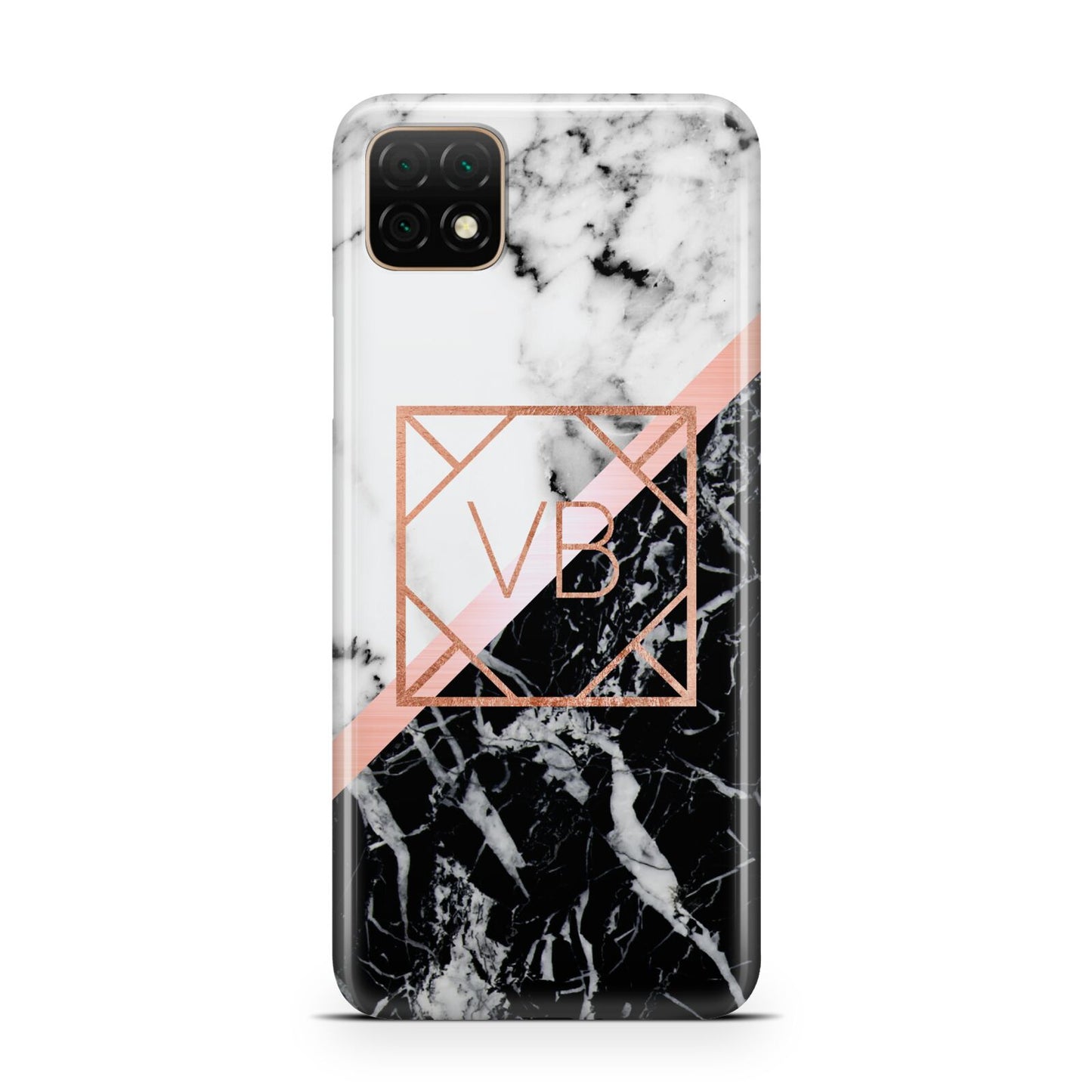 Personalised Rose Gold With Marble Initials Huawei Enjoy 20 Phone Case
