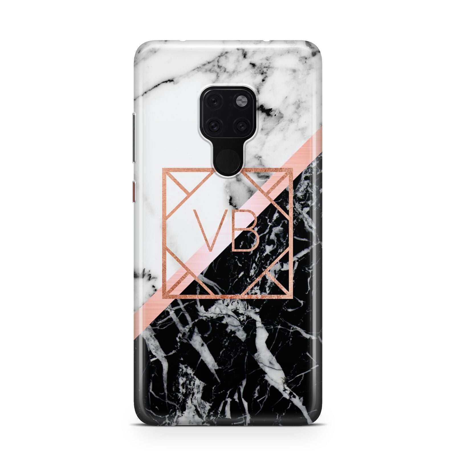 Personalised Rose Gold With Marble Initials Huawei Mate 20 Phone Case