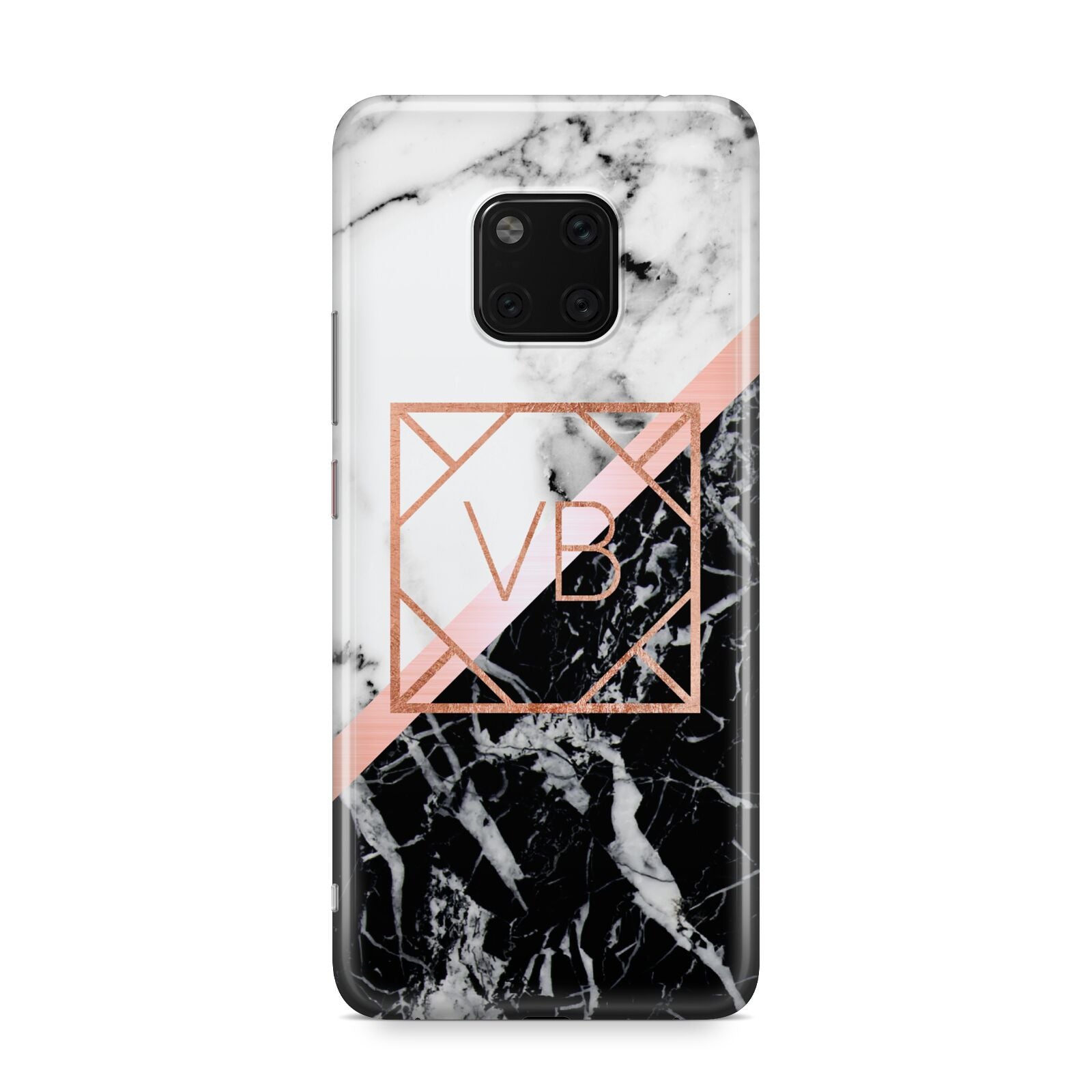 Personalised Rose Gold With Marble Initials Huawei Mate 20 Pro Phone Case