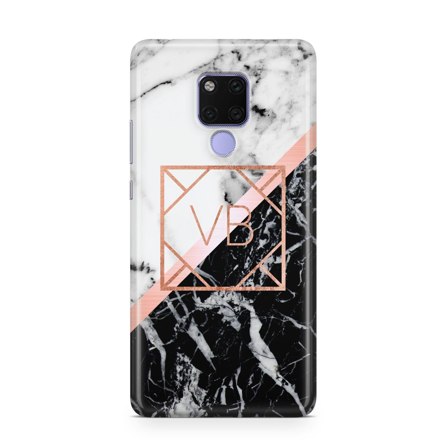 Personalised Rose Gold With Marble Initials Huawei Mate 20X Phone Case