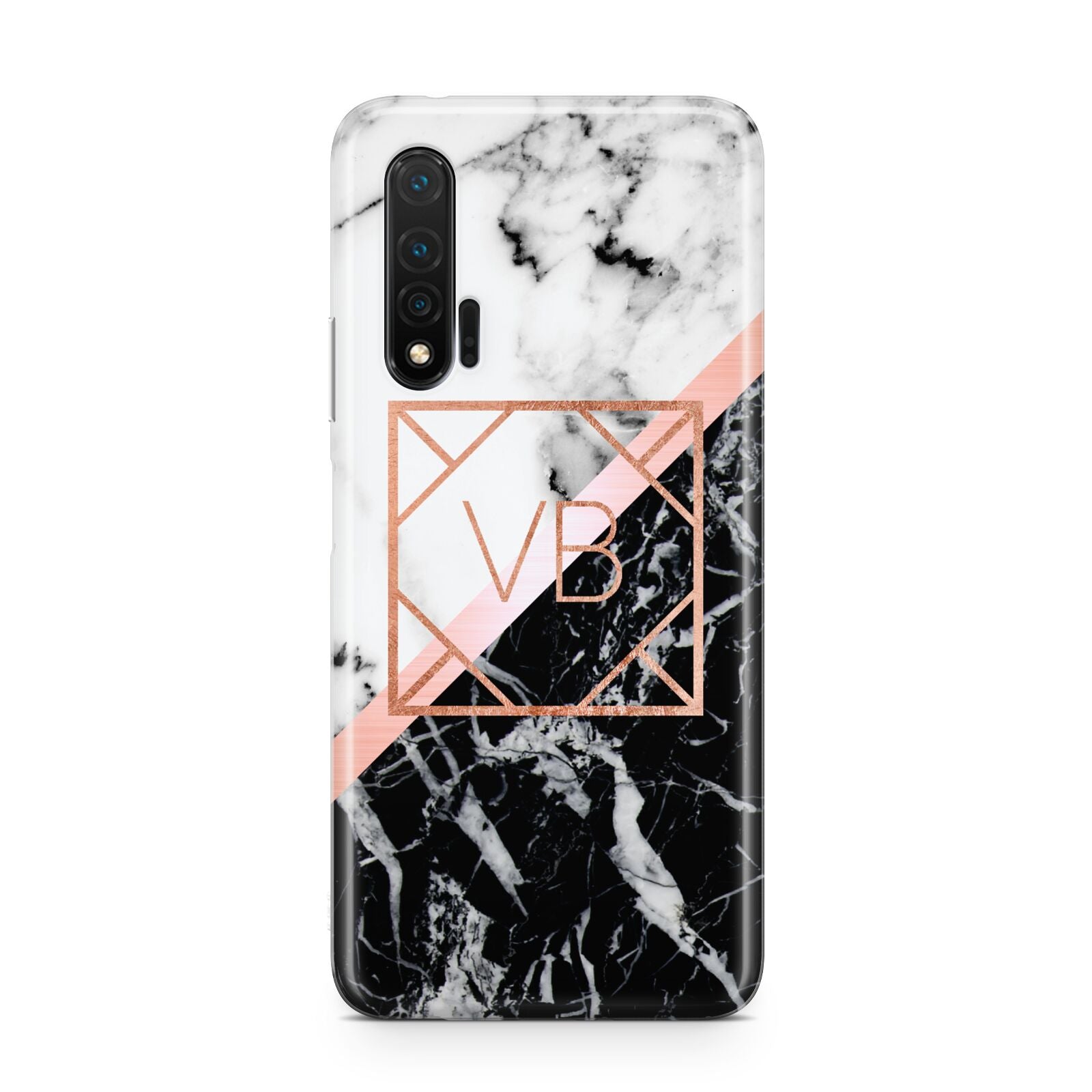 Personalised Rose Gold With Marble Initials Huawei Nova 6 Phone Case