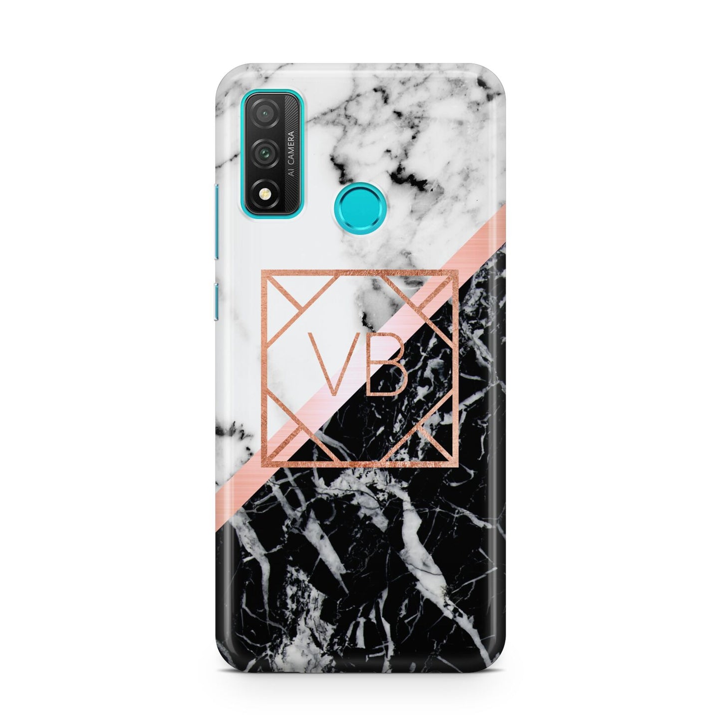 Personalised Rose Gold With Marble Initials Huawei P Smart 2020