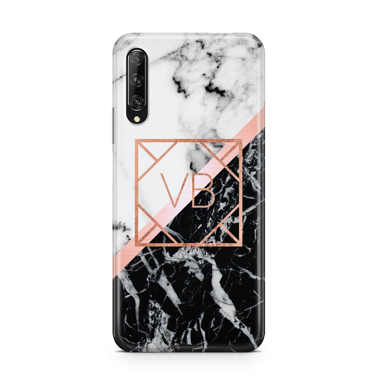 Personalised Rose Gold With Marble Initials Huawei P Smart Pro 2019