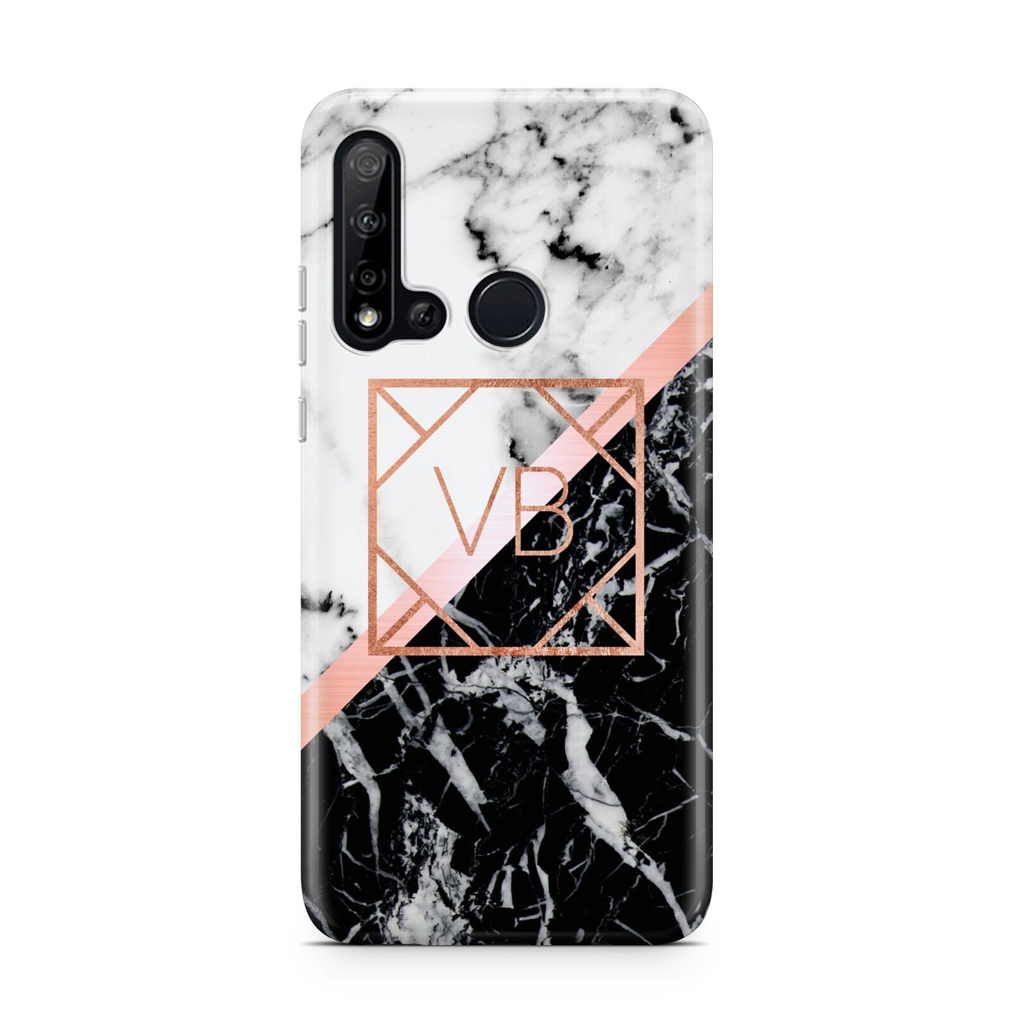 Personalised Rose Gold With Marble Initials Huawei P20 Lite 5G Phone Case