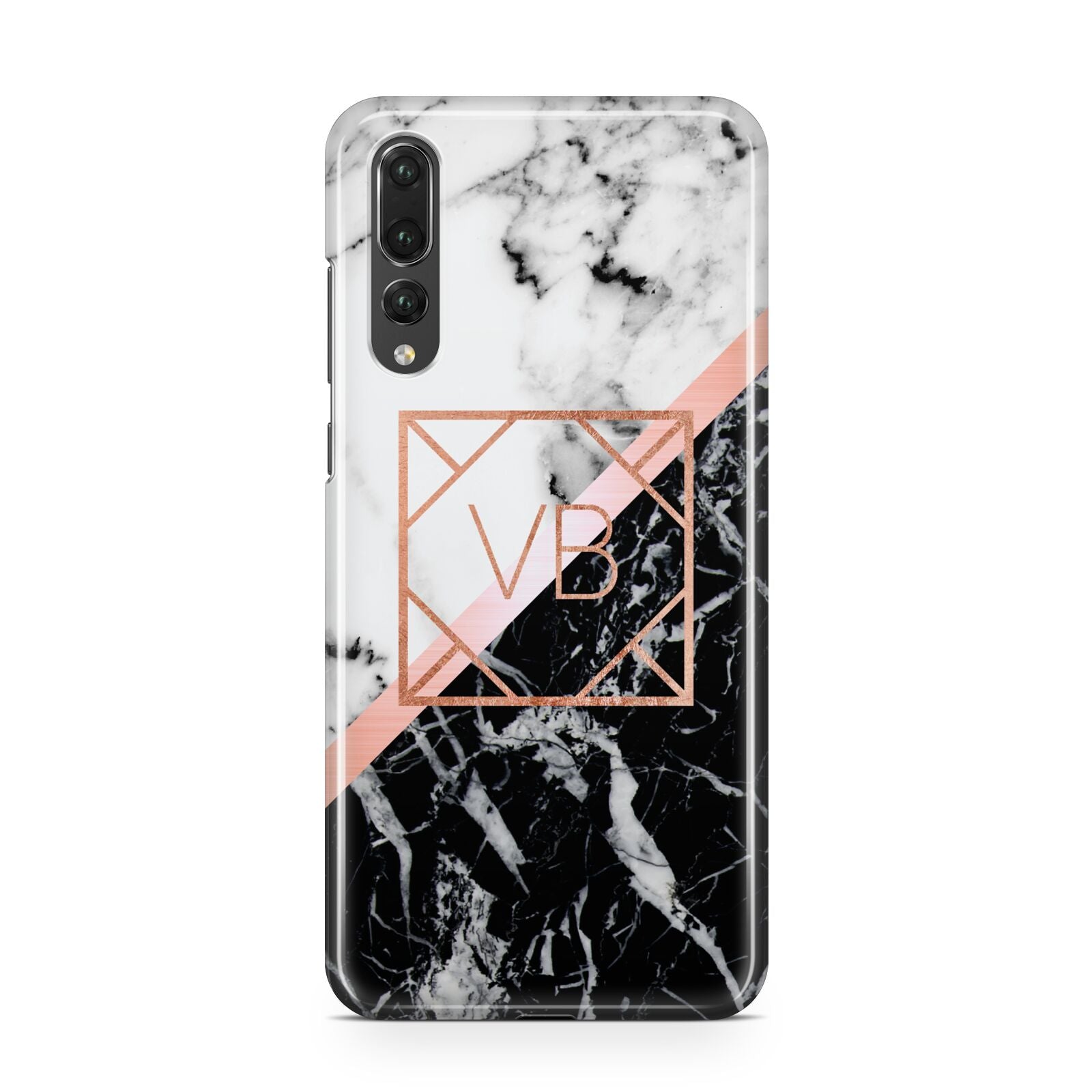 Personalised Rose Gold With Marble Initials Huawei P20 Pro Phone Case