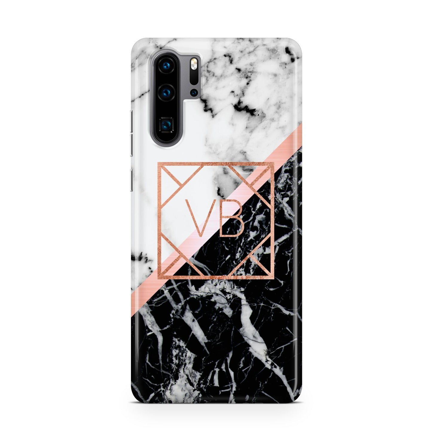 Personalised Rose Gold With Marble Initials Huawei P30 Pro Phone Case