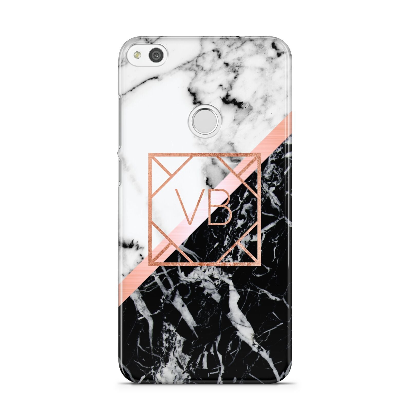 Personalised Rose Gold With Marble Initials Huawei P8 Lite Case