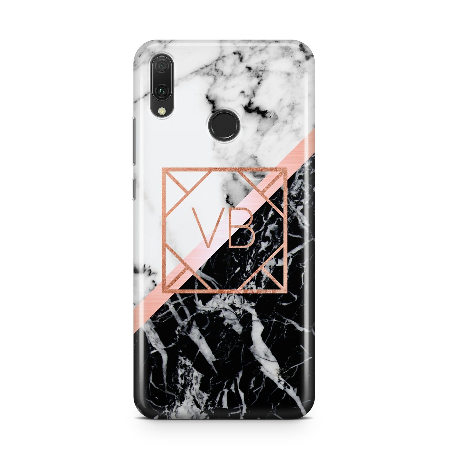Personalised Rose Gold With Marble Initials Huawei Y9 2019