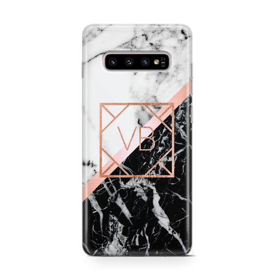 Personalised Rose Gold With Marble Initials Protective Samsung Galaxy Case
