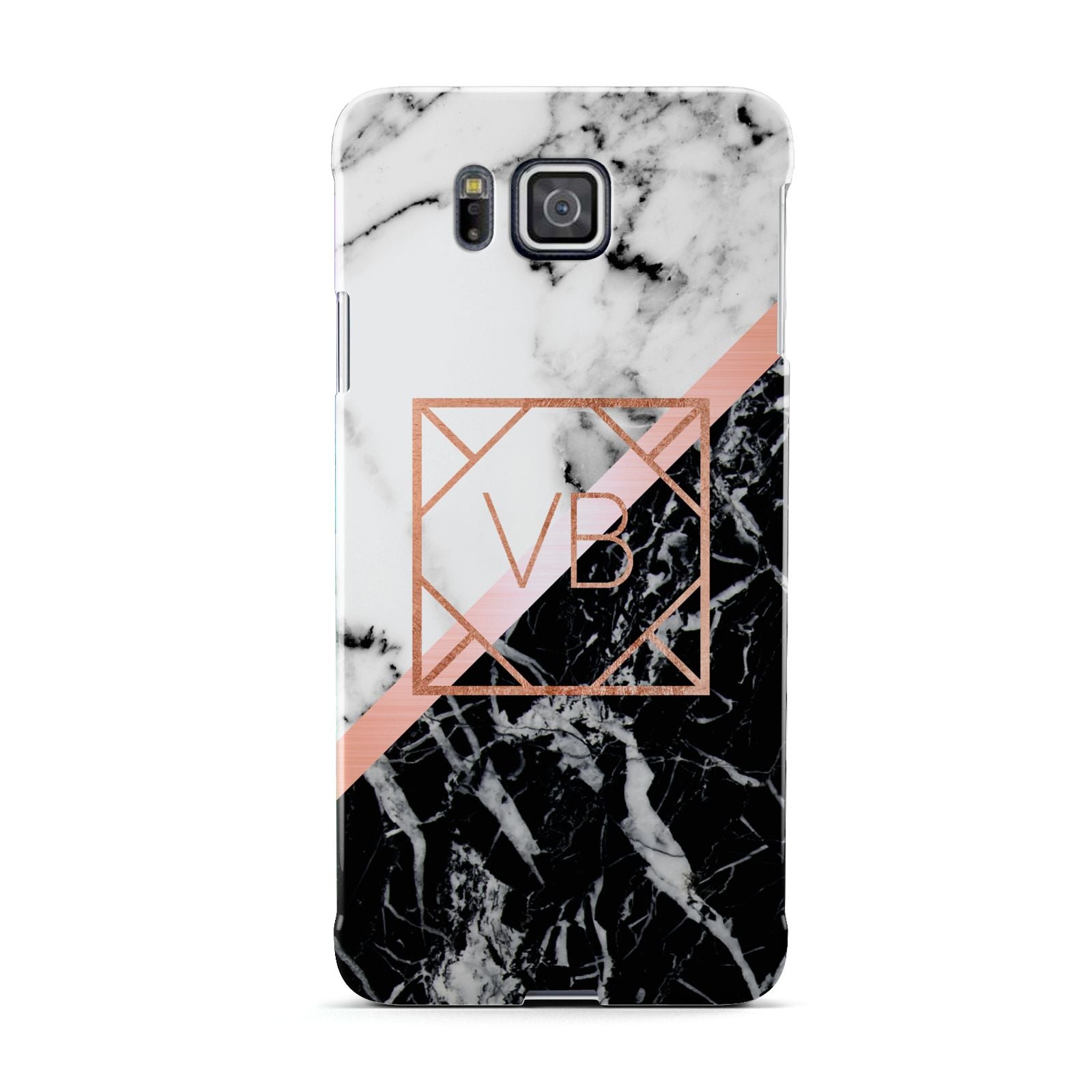 Personalised Rose Gold With Marble Initials Samsung Galaxy Alpha Case