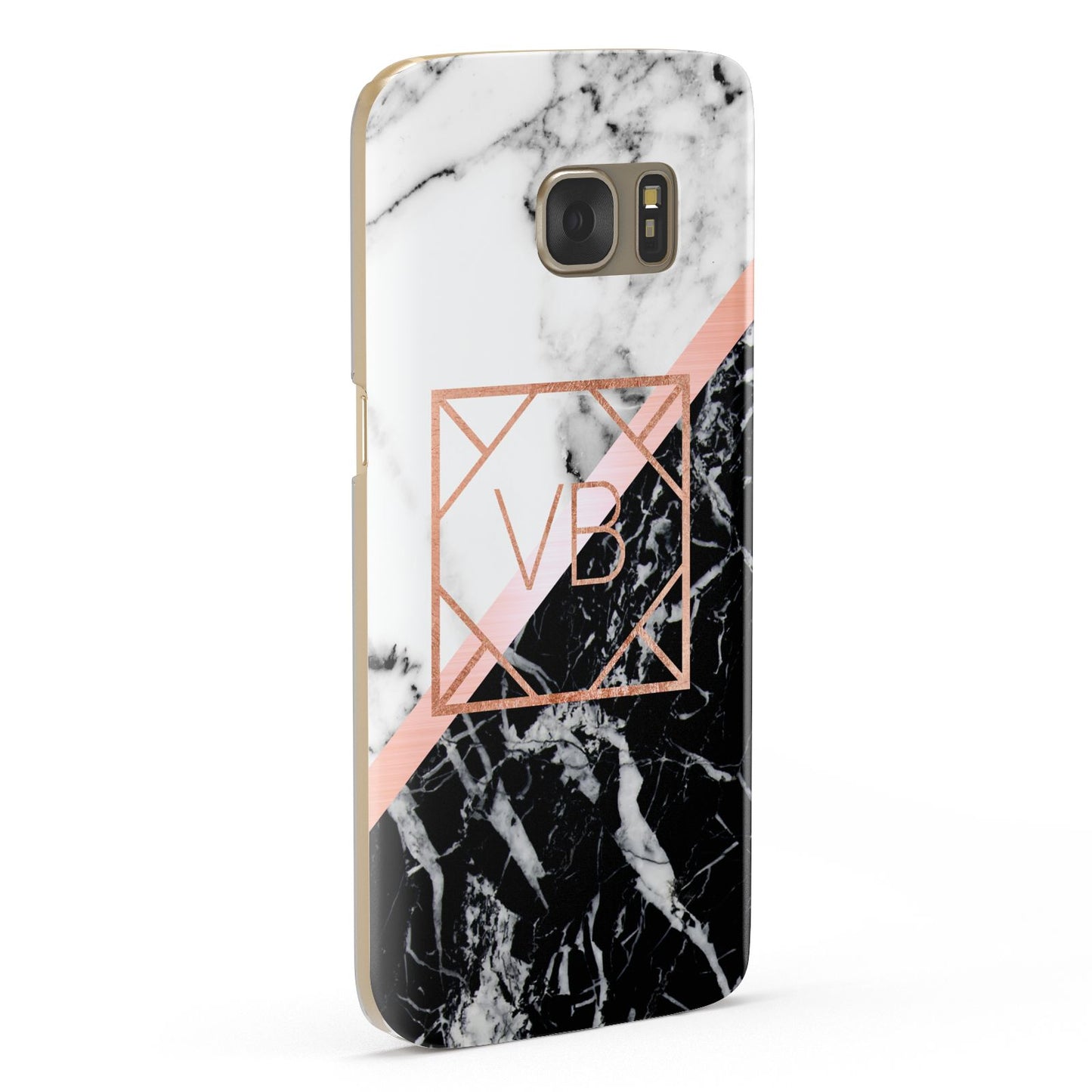 Personalised Rose Gold With Marble Initials Samsung Galaxy Case Fourty Five Degrees