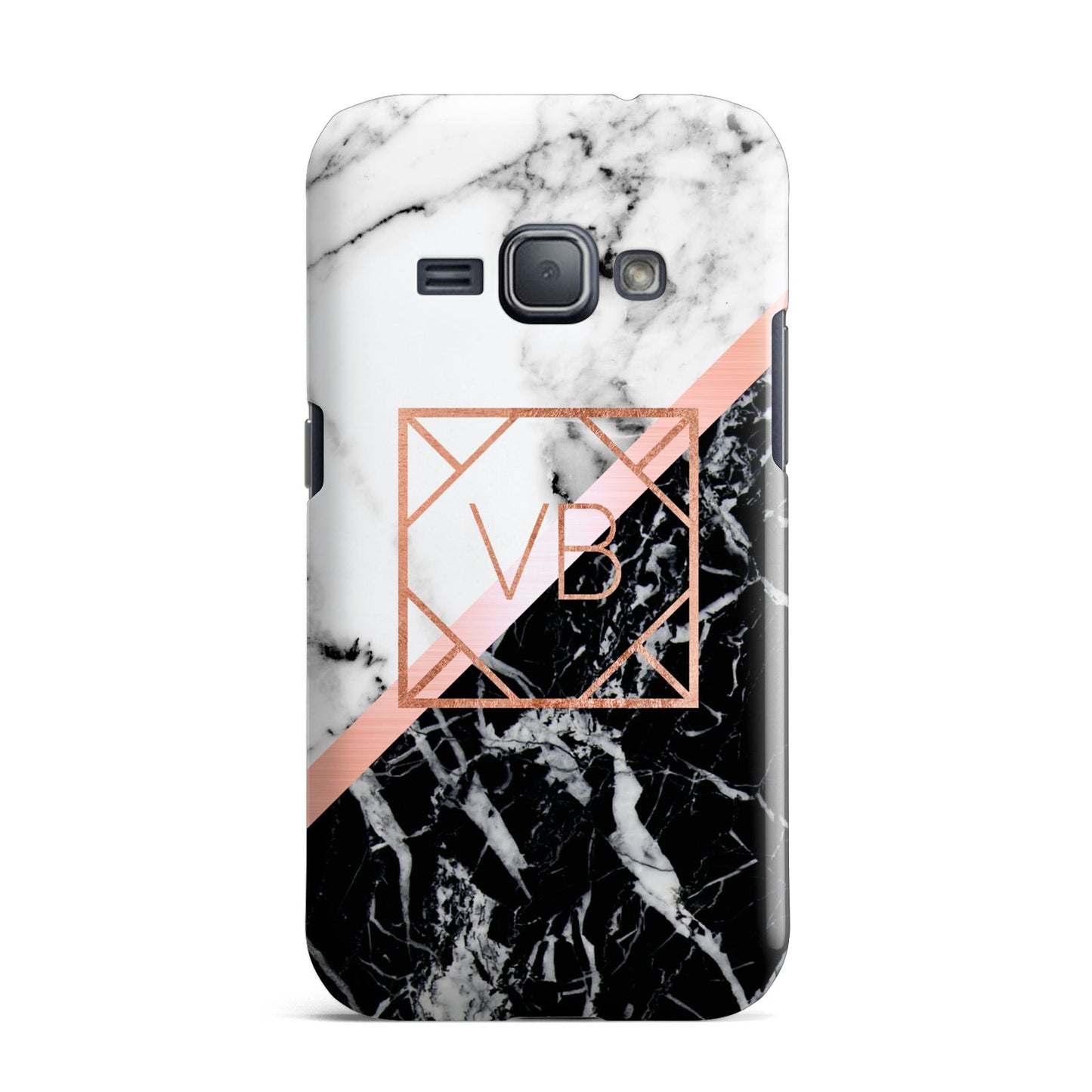 Personalised Rose Gold With Marble Initials Samsung Galaxy J1 2016 Case