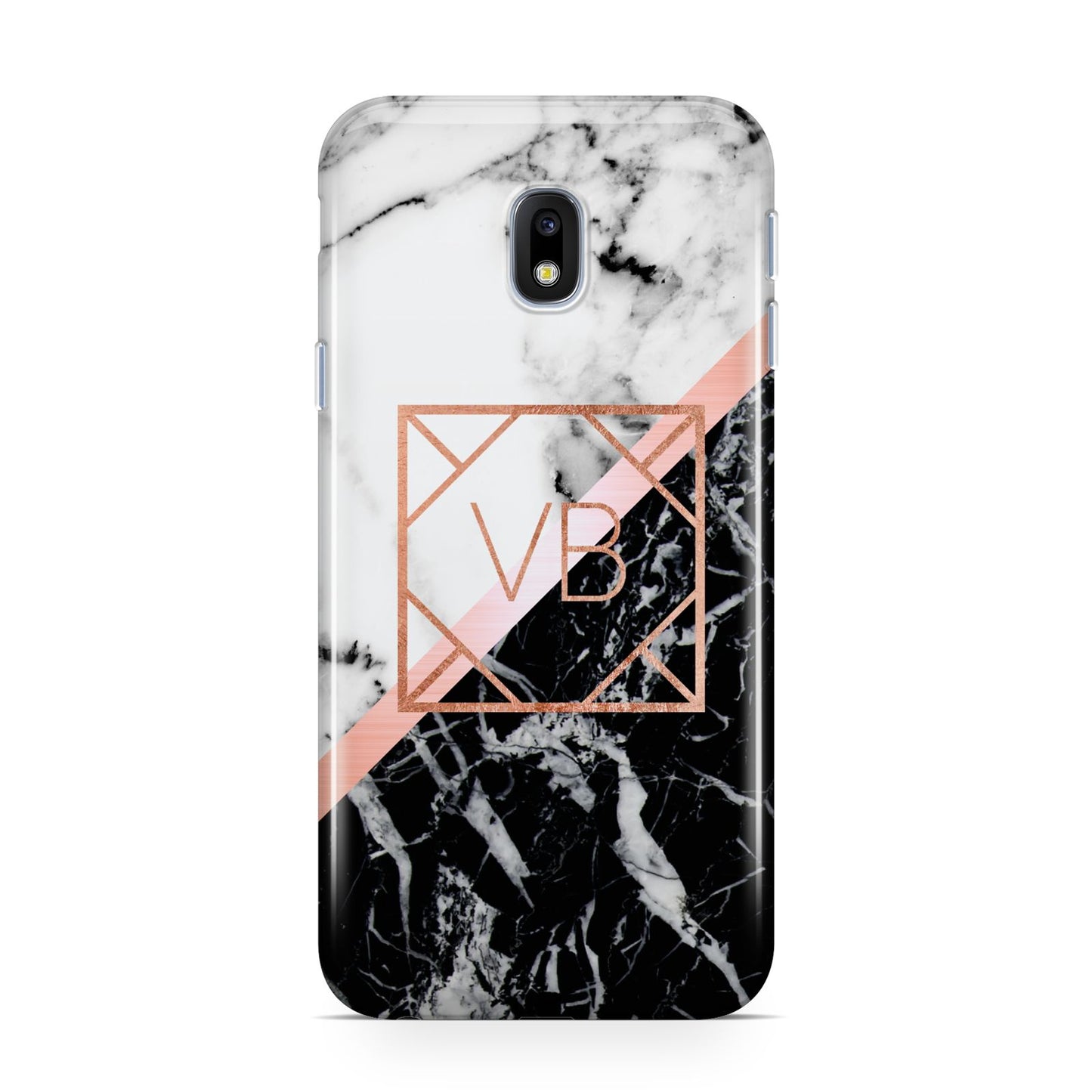Personalised Rose Gold With Marble Initials Samsung Galaxy J3 2017 Case