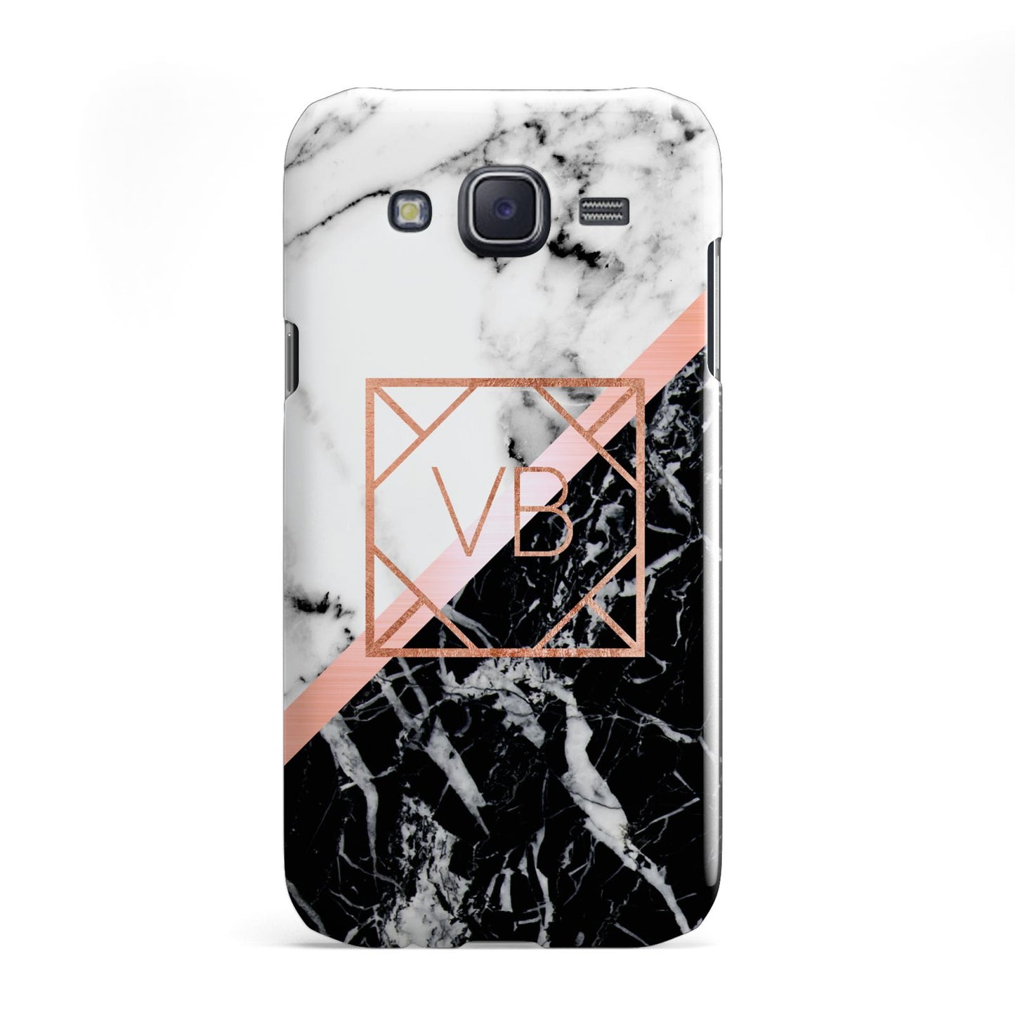 Personalised Rose Gold With Marble Initials Samsung Galaxy J5 Case