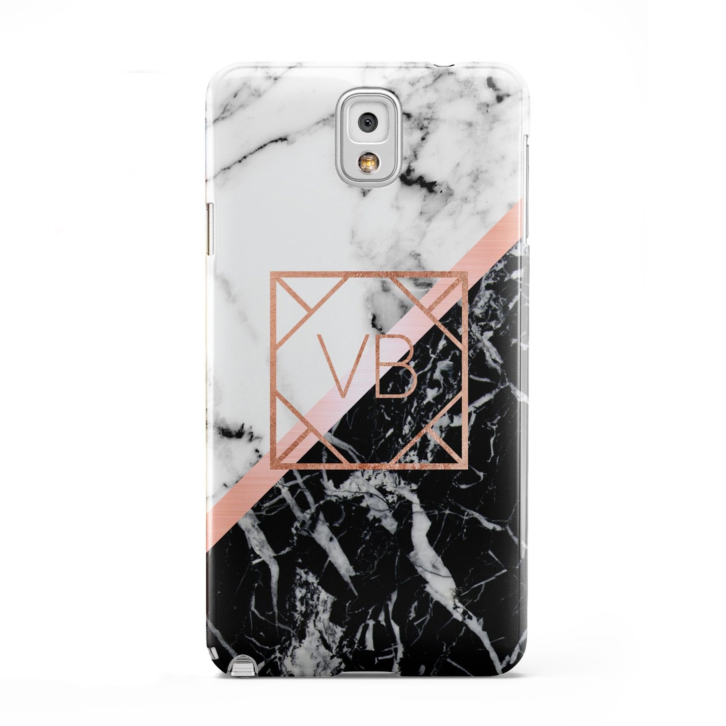 Personalised Rose Gold With Marble Initials Samsung Galaxy Note 3 Case