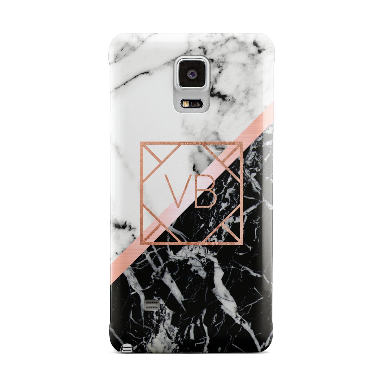 Personalised Rose Gold With Marble Initials Samsung Galaxy Note 4 Case