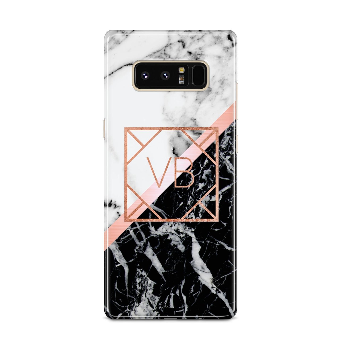 Personalised Rose Gold With Marble Initials Samsung Galaxy Note 8 Case