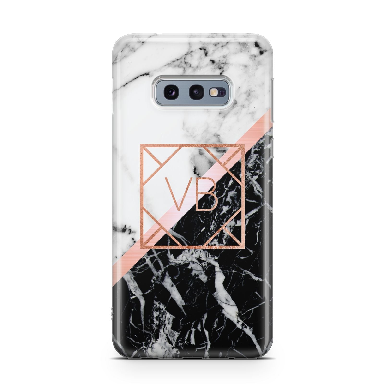 Personalised Rose Gold With Marble Initials Samsung Galaxy S10E Case