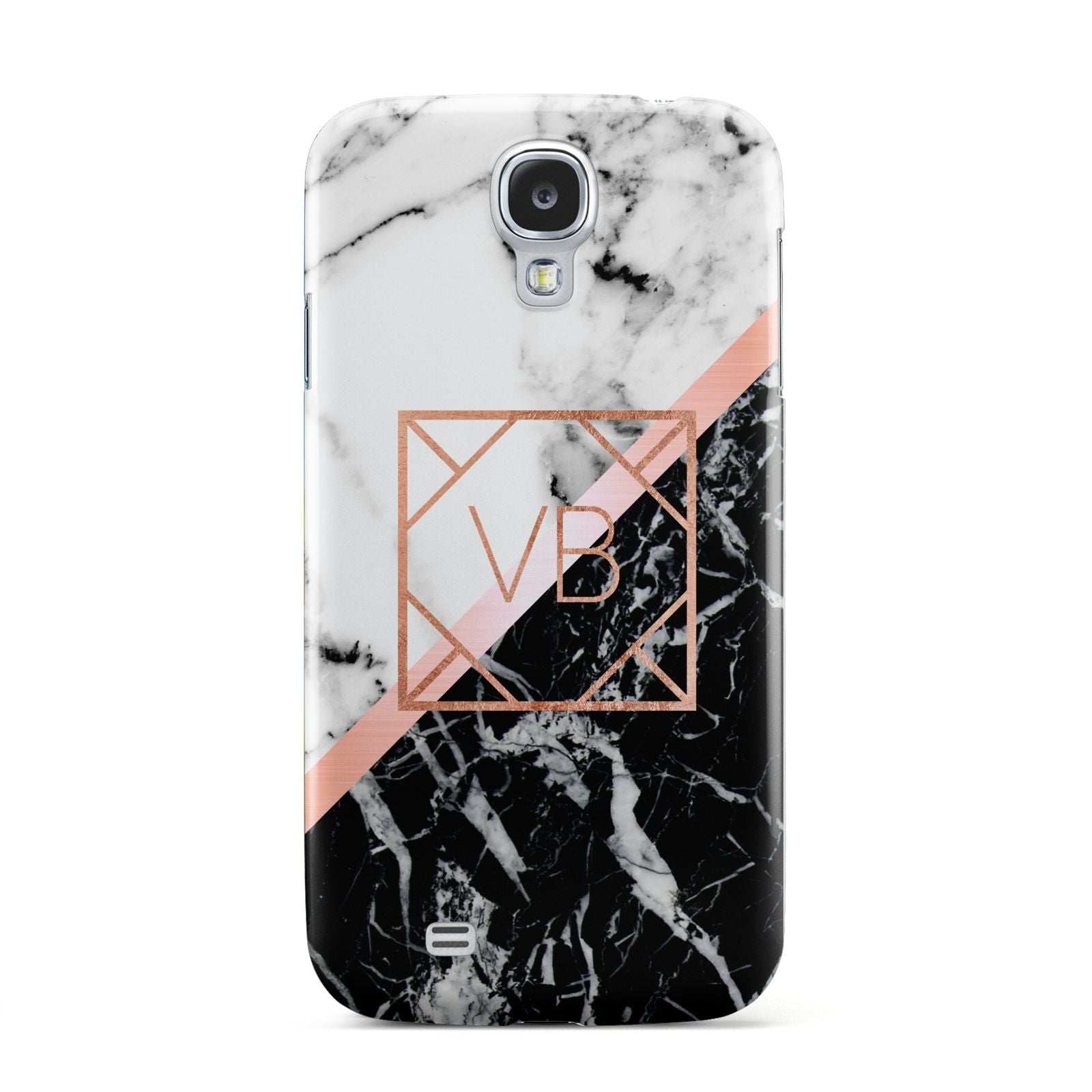 Personalised Rose Gold With Marble Initials Samsung Galaxy S4 Case