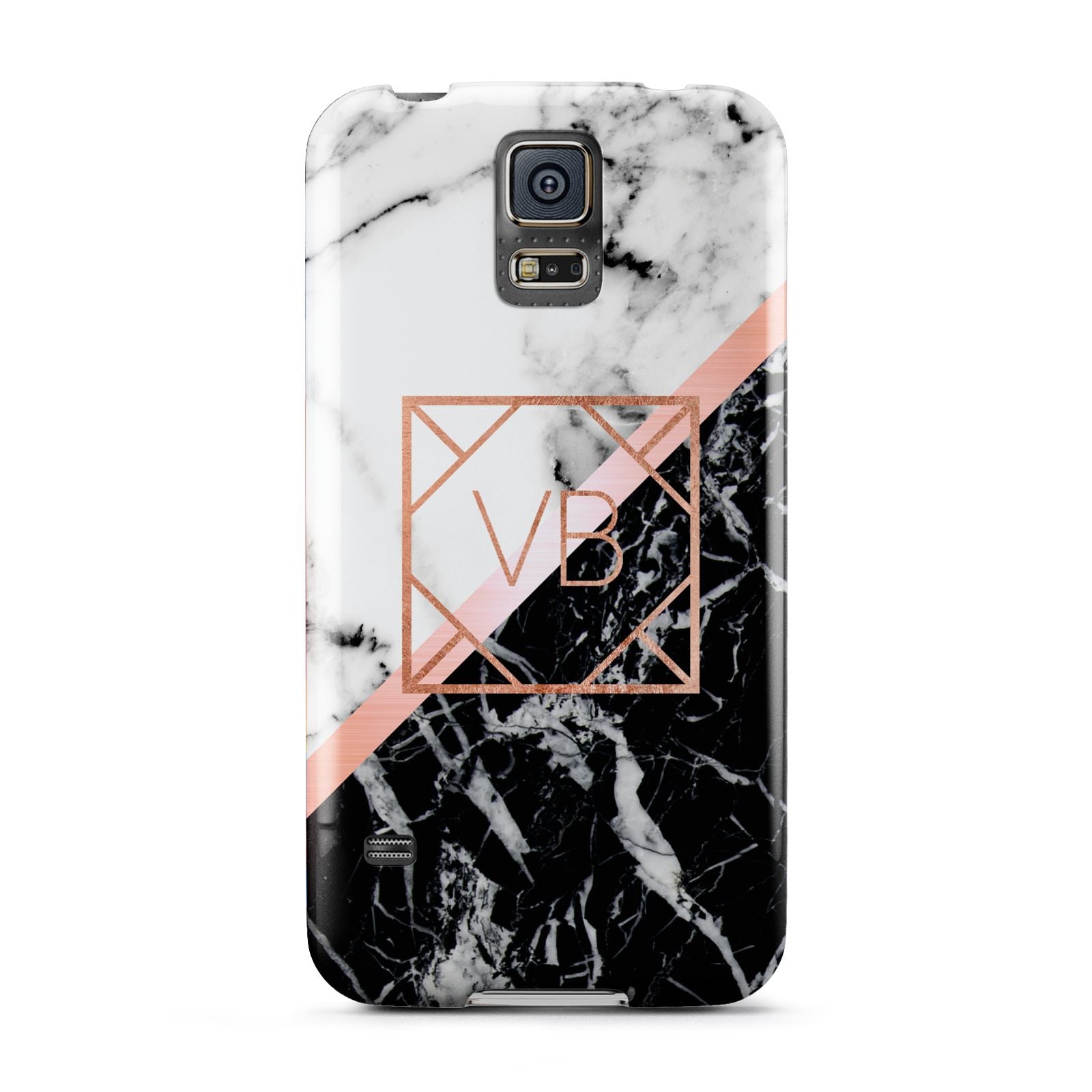 Personalised Rose Gold With Marble Initials Samsung Galaxy S5 Case