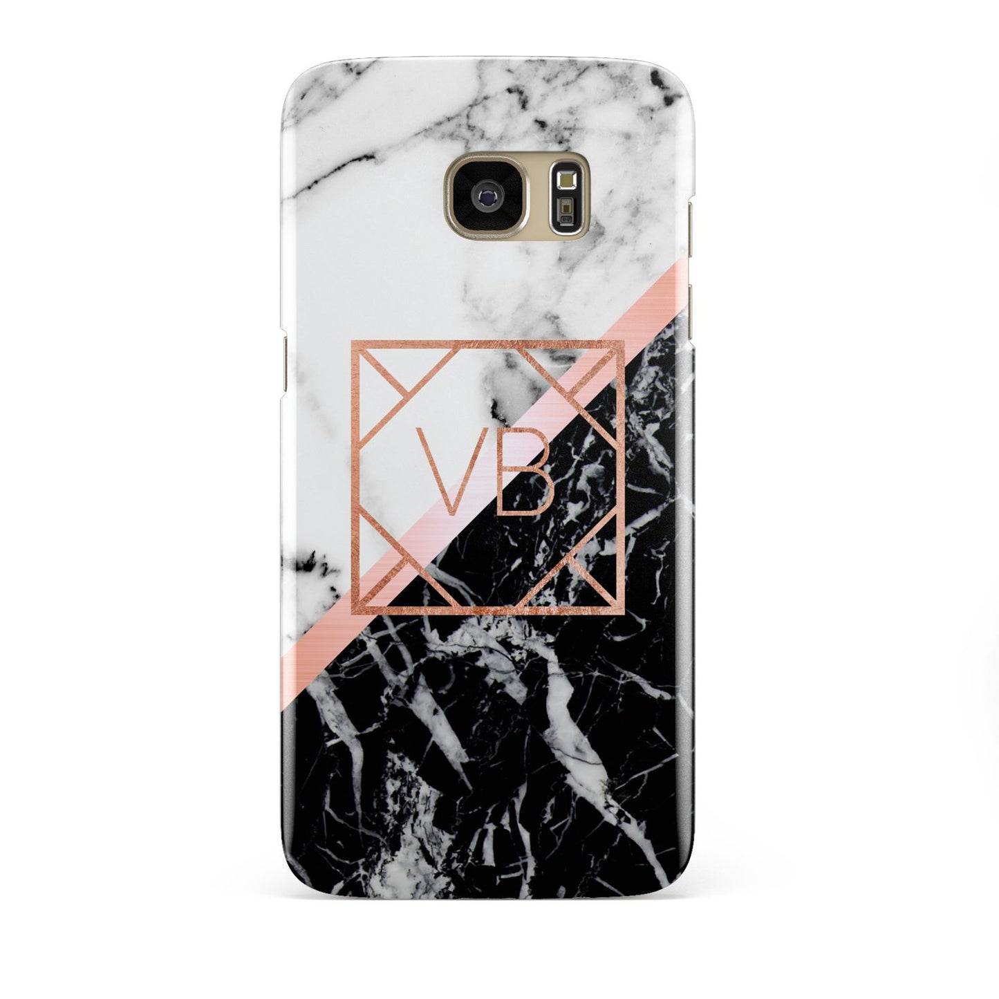 Personalised Rose Gold With Marble Initials Samsung Galaxy S7 Edge Case