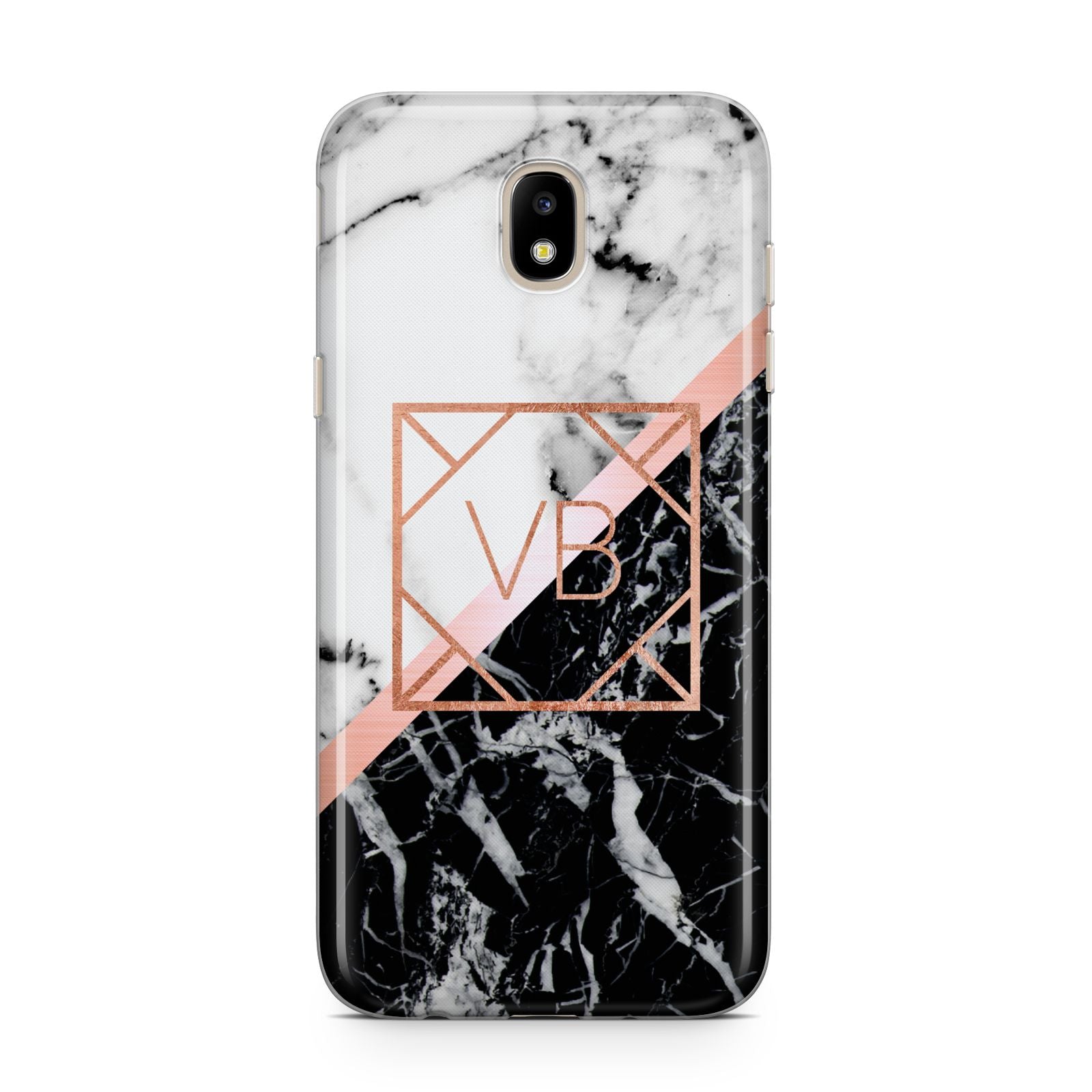 Personalised Rose Gold With Marble Initials Samsung J5 2017 Case
