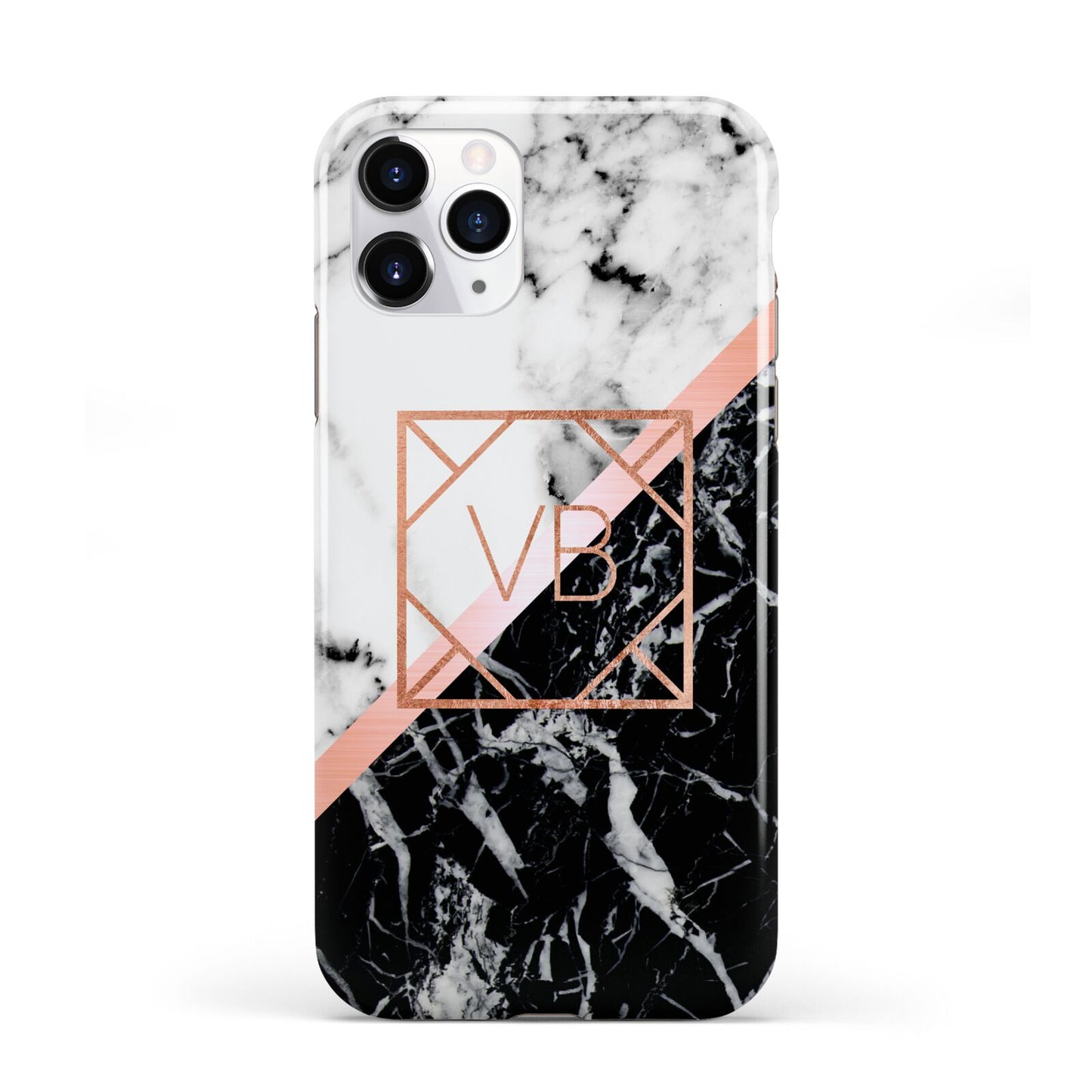 Personalised Rose Gold With Marble Initials iPhone 11 Pro 3D Tough Case
