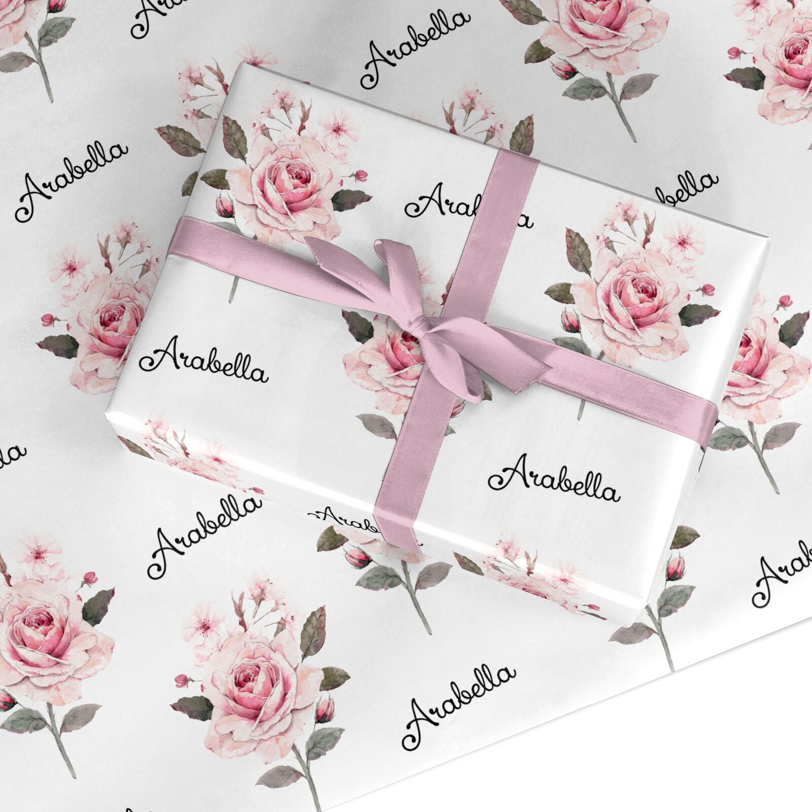 Personalised Rose with Name Custom Wrapping Paper