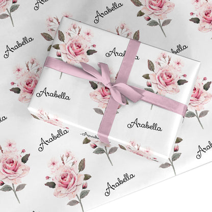 Personalised Rose with Name Custom Wrapping Paper
