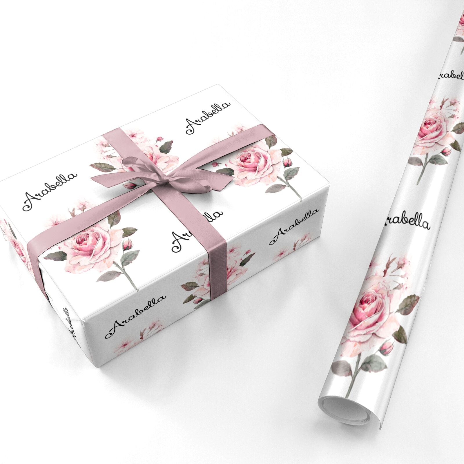 Personalised Rose with Name Personalised Wrapping Paper