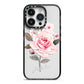 Personalised Rose with Name iPhone 14 Pro Black Impact Case on Silver phone