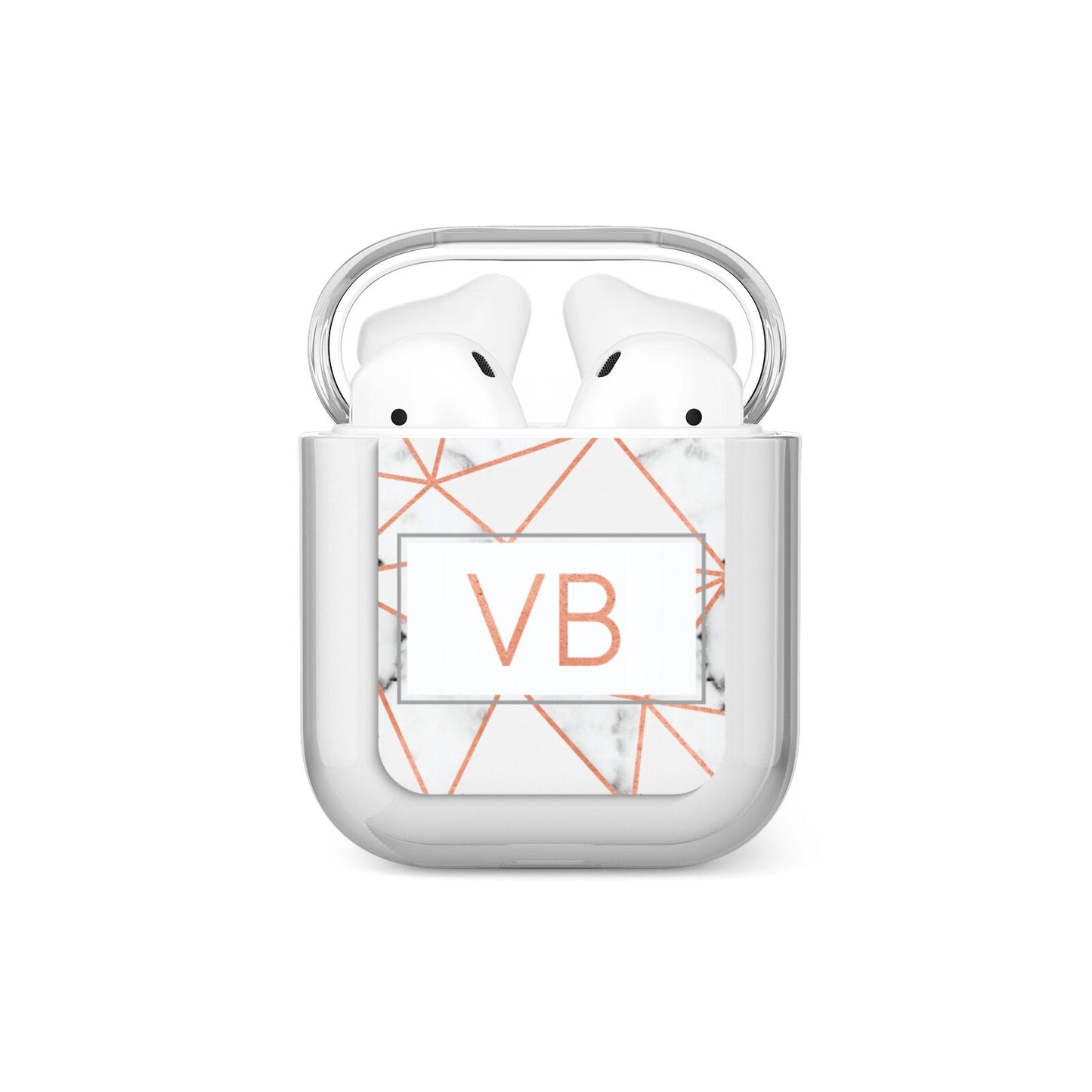 Personalised Rosegold Marble Initials AirPods Case