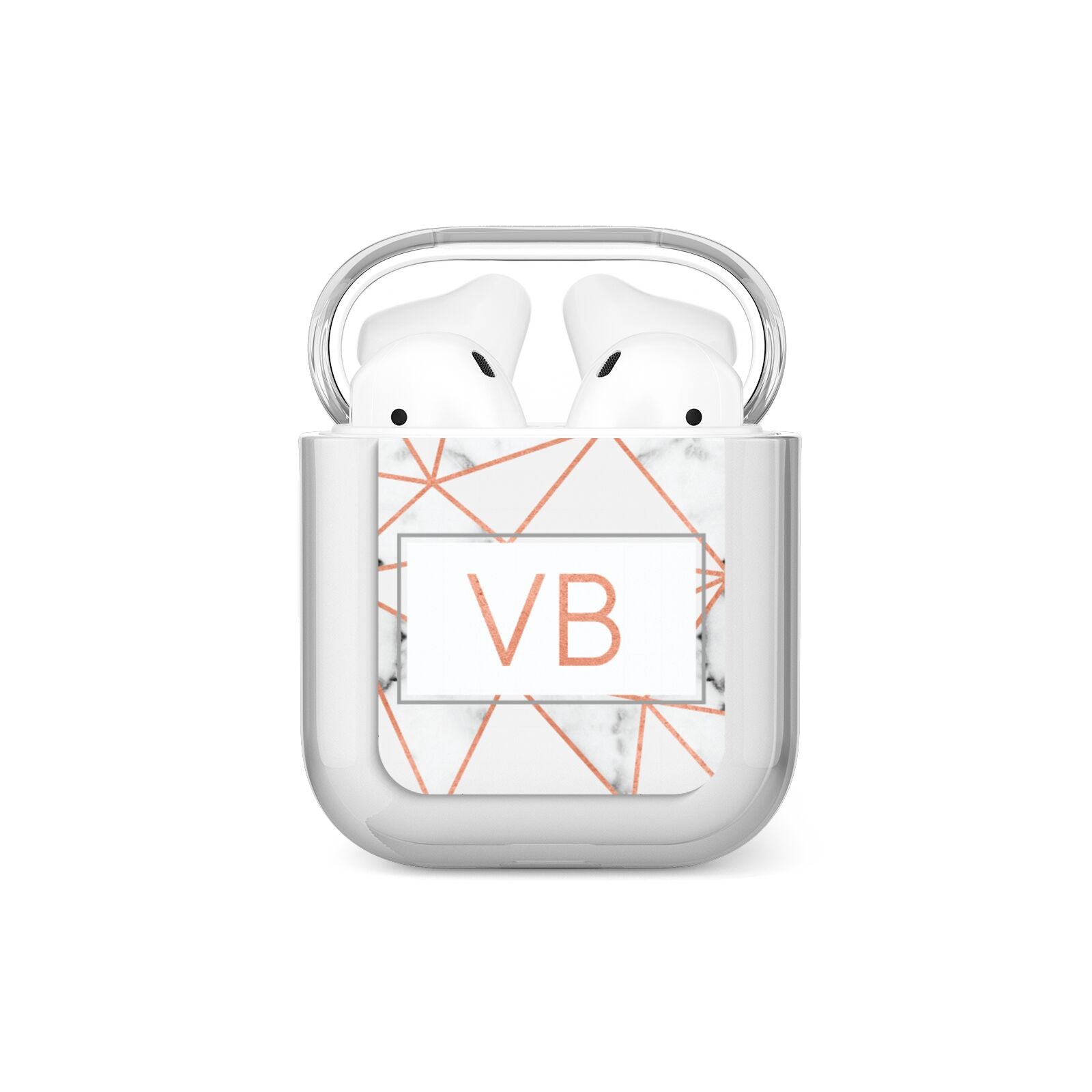 Personalised Rosegold Marble Initials AirPods Case