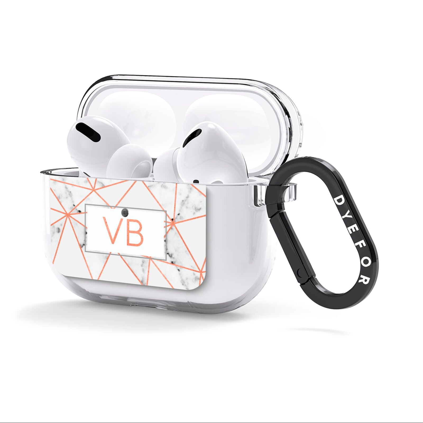 Personalised Rosegold Marble Initials AirPods Clear Case 3rd Gen Side Image