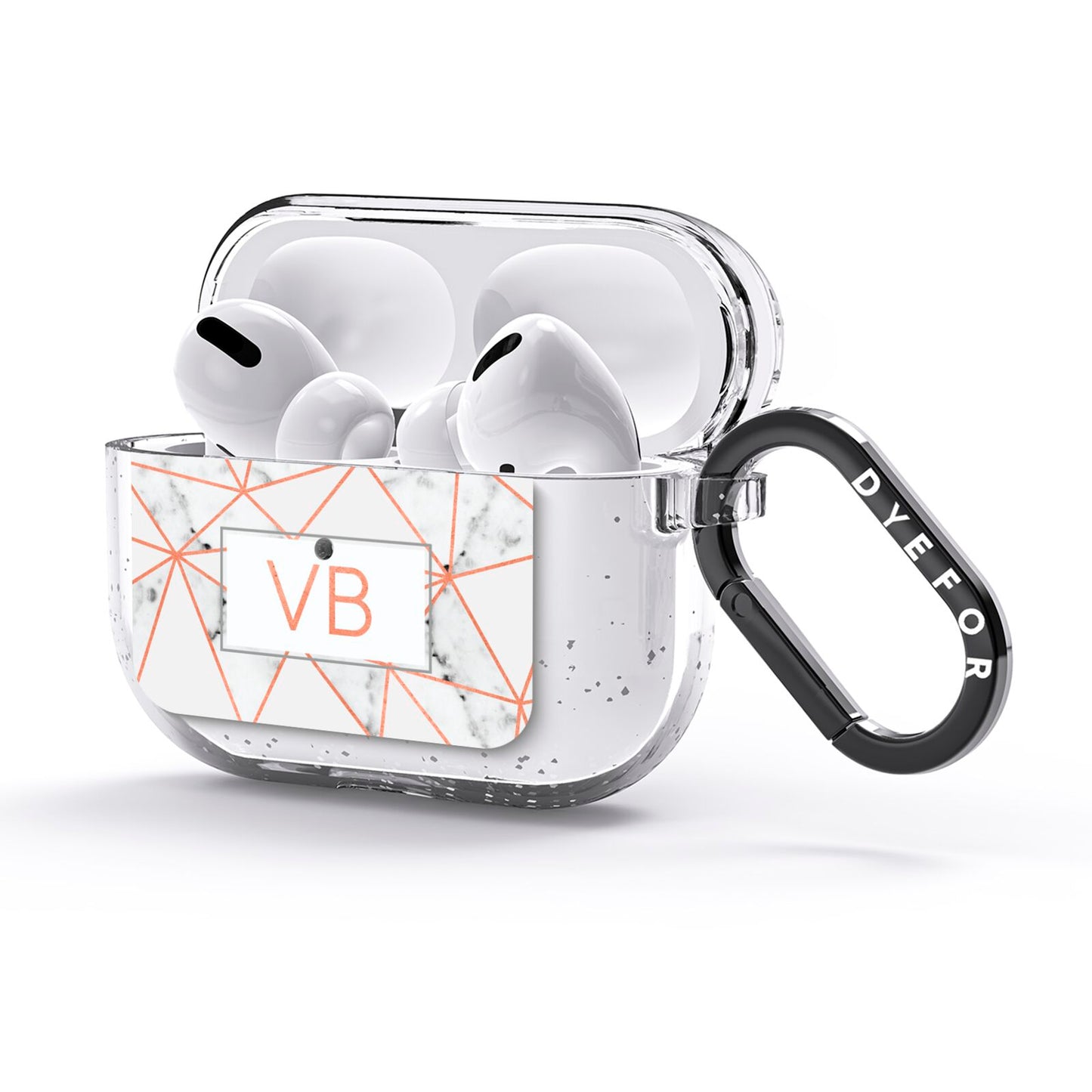 Personalised Rosegold Marble Initials AirPods Glitter Case 3rd Gen Side Image