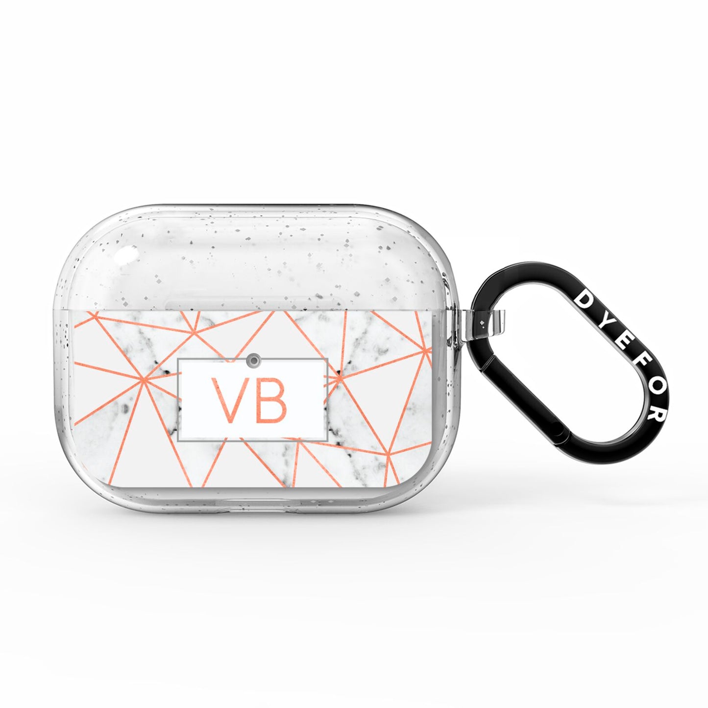 Personalised Rosegold Marble Initials AirPods Pro Glitter Case