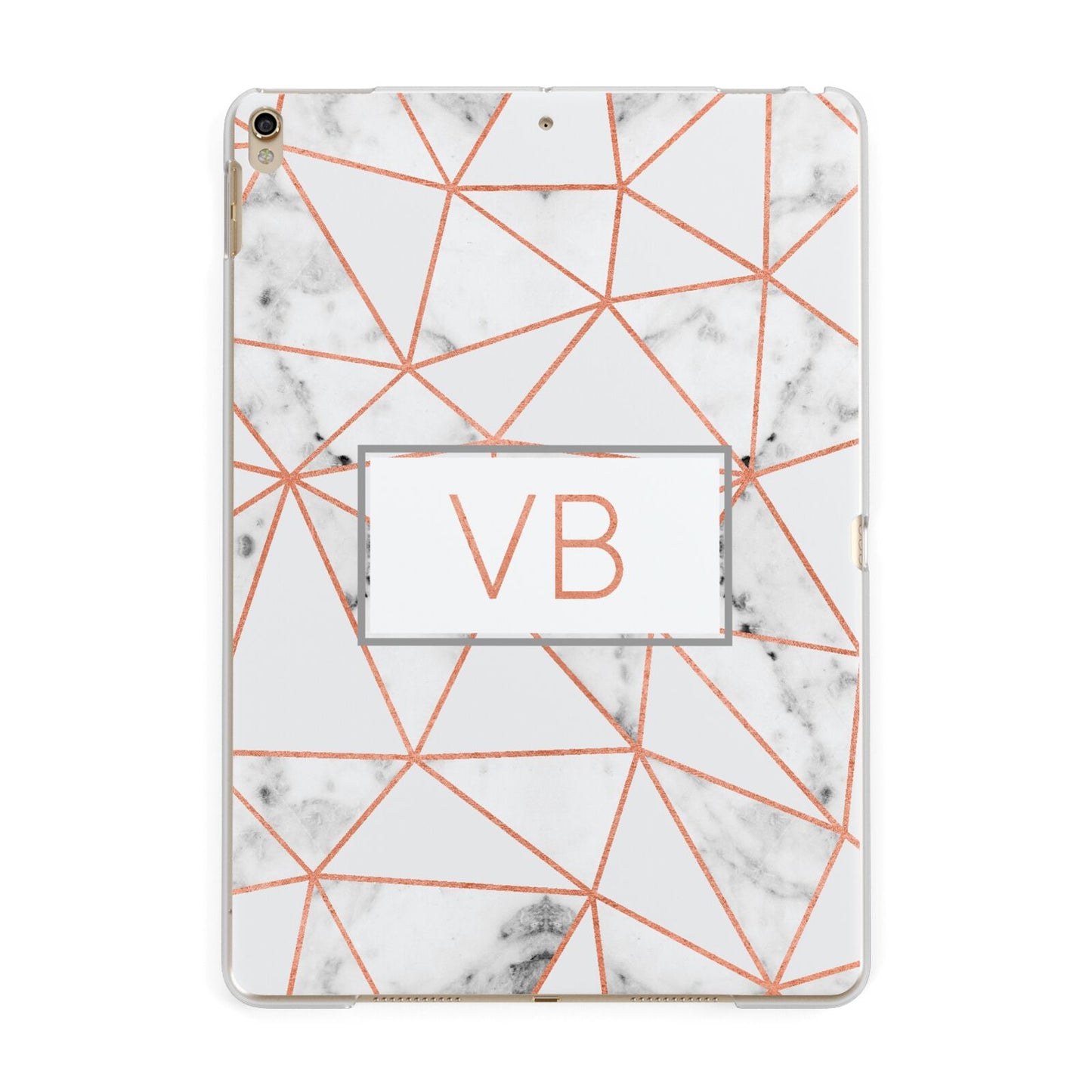 Personalised Rosegold Marble Initials Apple iPad Gold Case