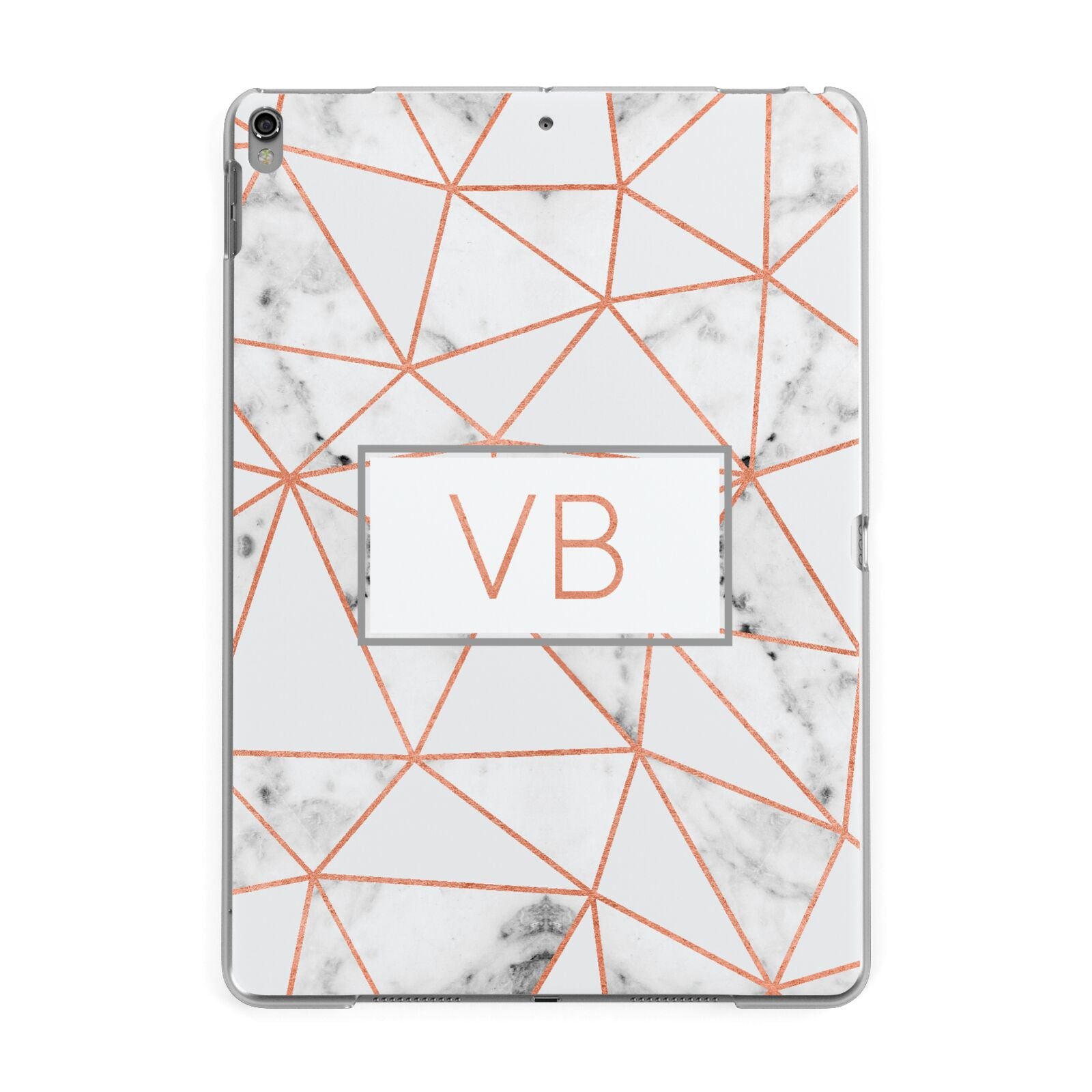 Personalised Rosegold Marble Initials Apple iPad Grey Case