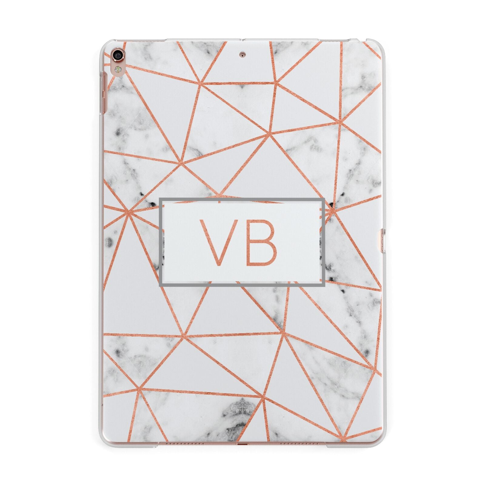 Personalised Rosegold Marble Initials Apple iPad Rose Gold Case