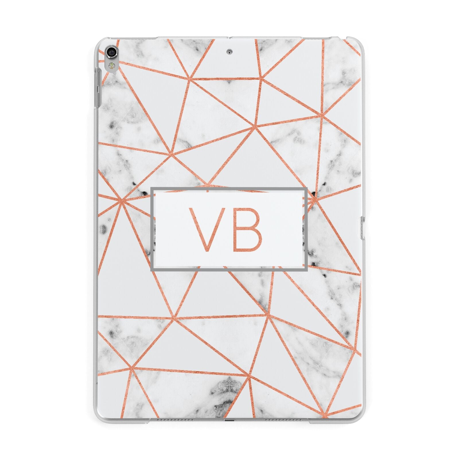 Personalised Rosegold Marble Initials Apple iPad Silver Case