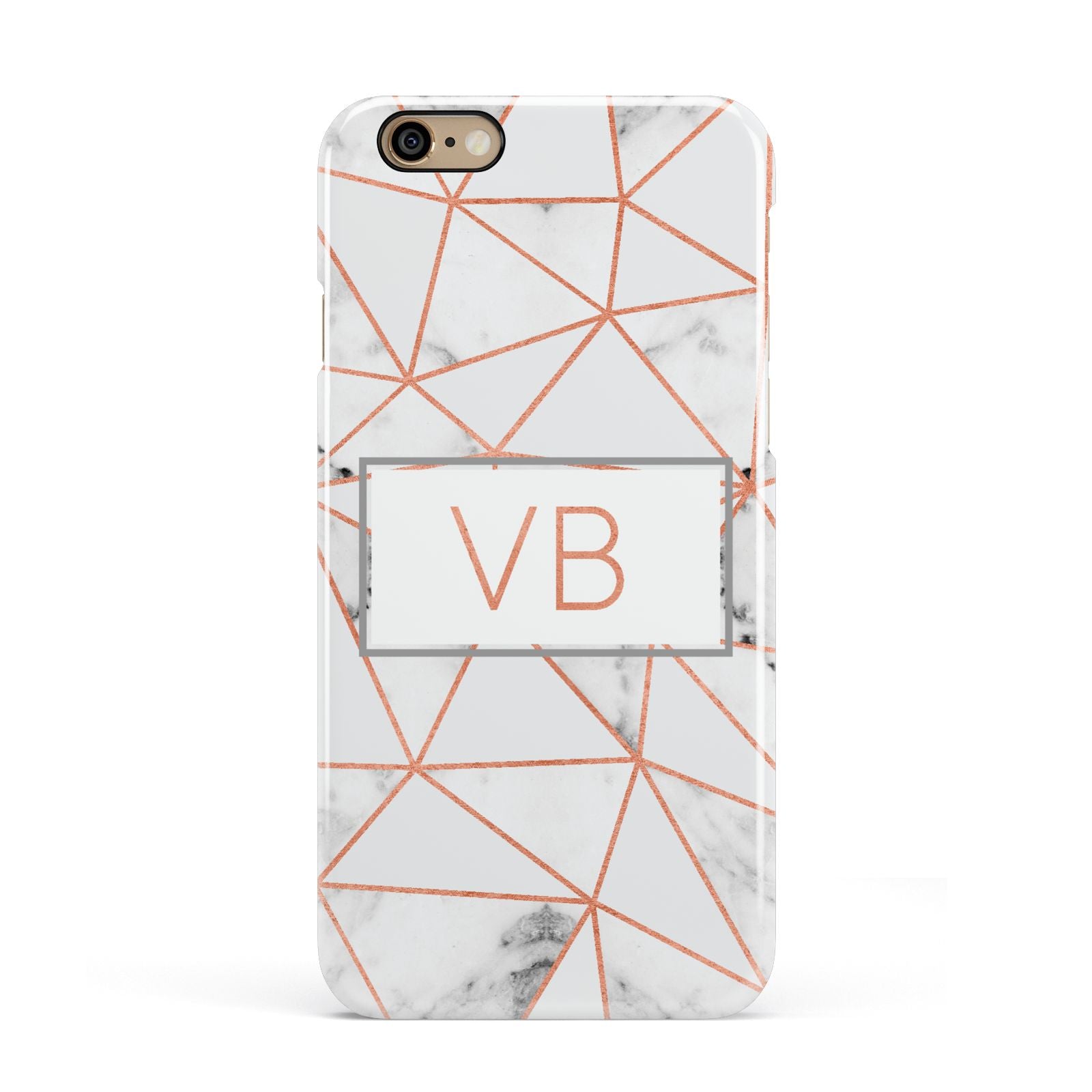 Personalised Rosegold Marble Initials Apple iPhone 6 3D Snap Case
