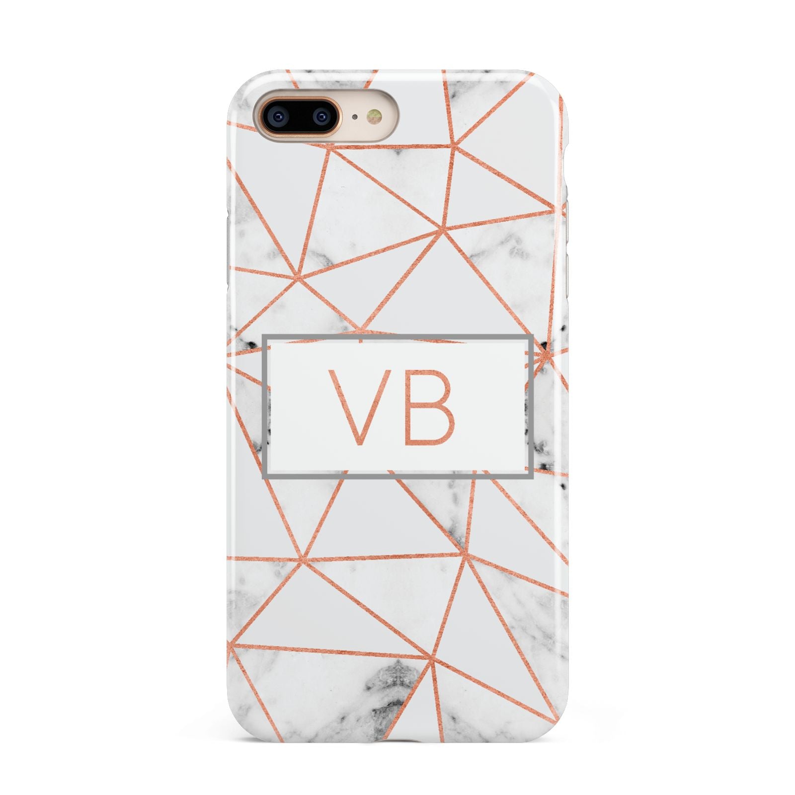Personalised Rosegold Marble Initials Apple iPhone 7 8 Plus 3D Tough Case