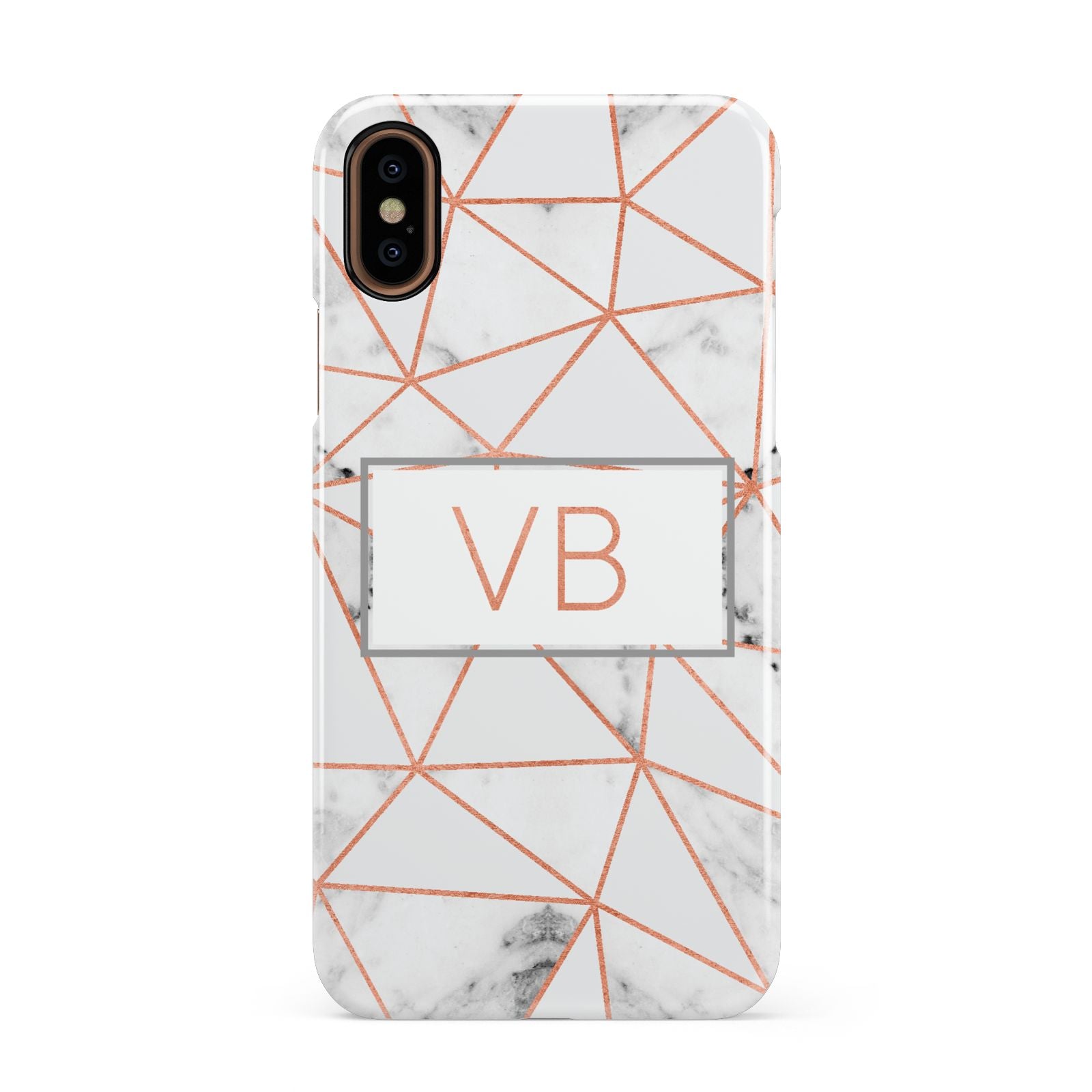 Personalised Rosegold Marble Initials Apple iPhone XS 3D Snap Case