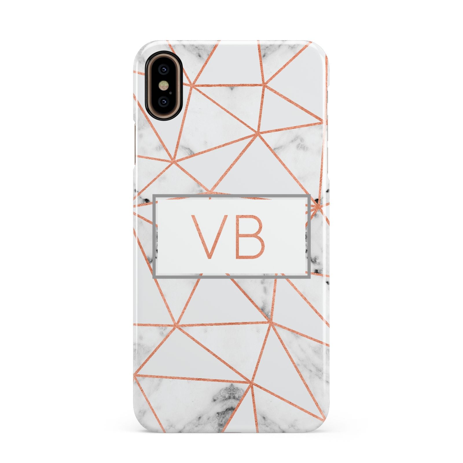 Personalised Rosegold Marble Initials Apple iPhone Xs Max 3D Snap Case