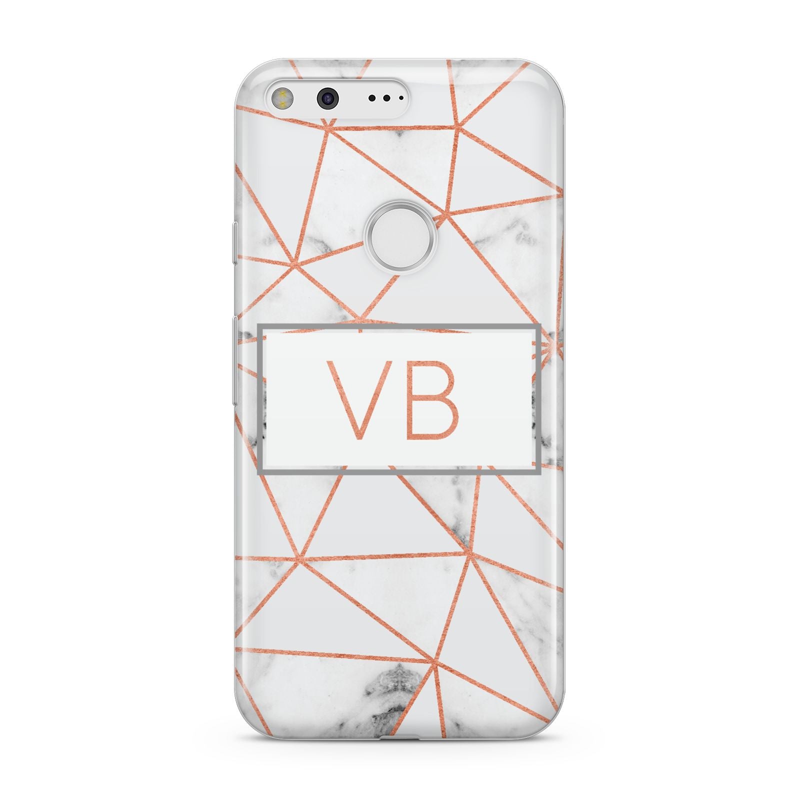 Personalised Rosegold Marble Initials Google Pixel Case