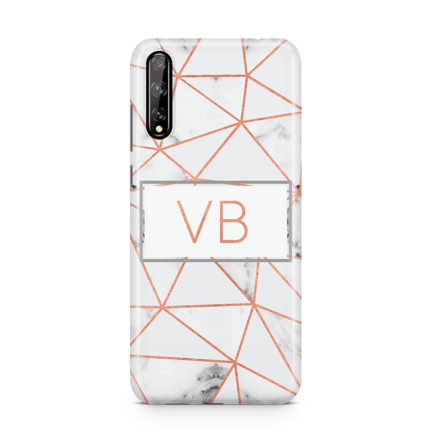 Personalised Rosegold Marble Initials Huawei Enjoy 10s Phone Case