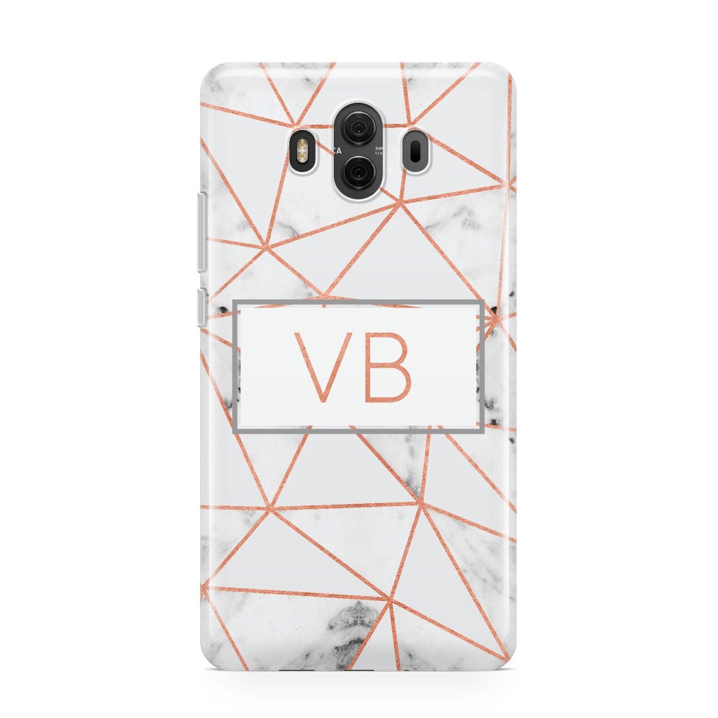 Personalised Rosegold Marble Initials Huawei Mate 10 Protective Phone Case