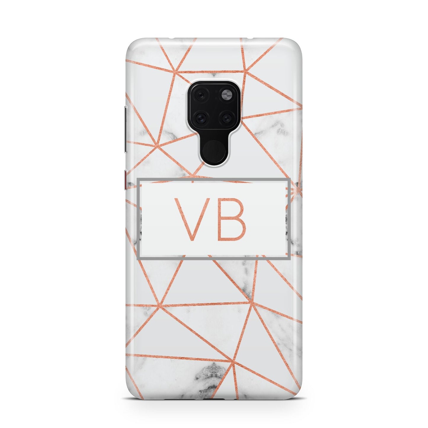 Personalised Rosegold Marble Initials Huawei Mate 20 Phone Case