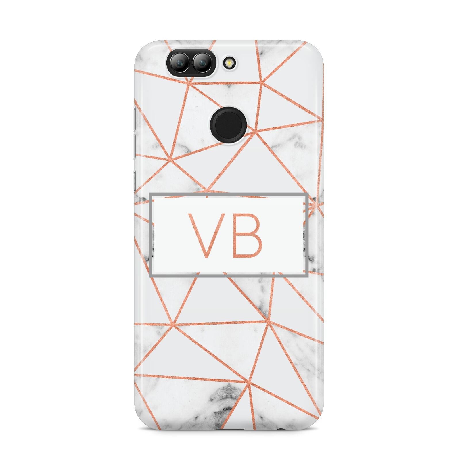Personalised Rosegold Marble Initials Huawei Nova 2s Phone Case
